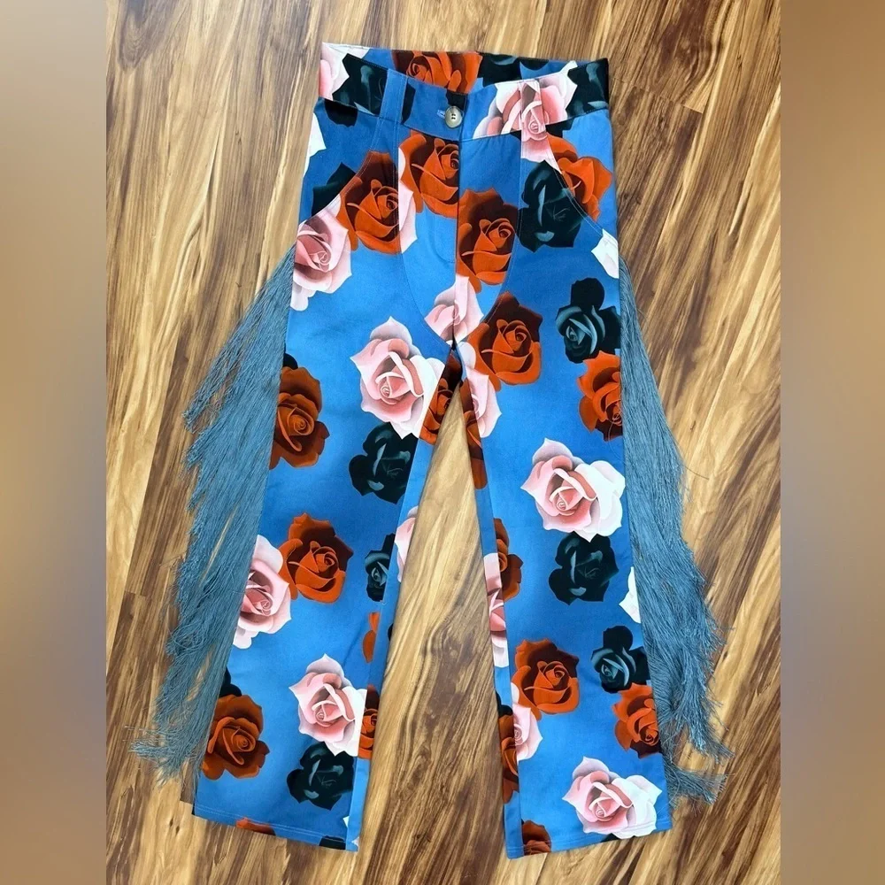 Mirae Noa Icy Roses Fringe Pants - Picture 6 of 9